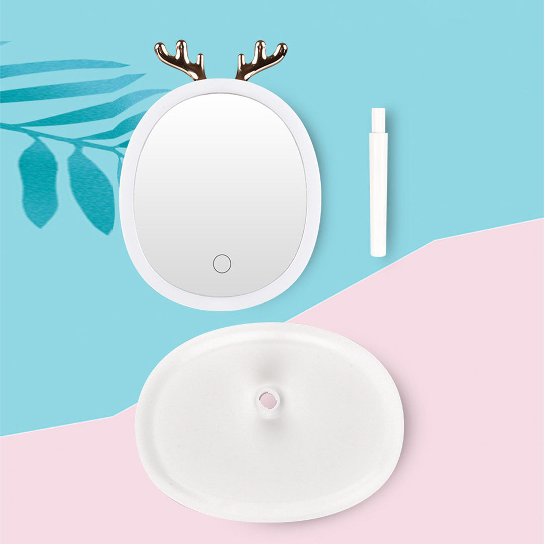 2X White Antler LED Light Makeup Mirror Tabletop Vanity Home Decor