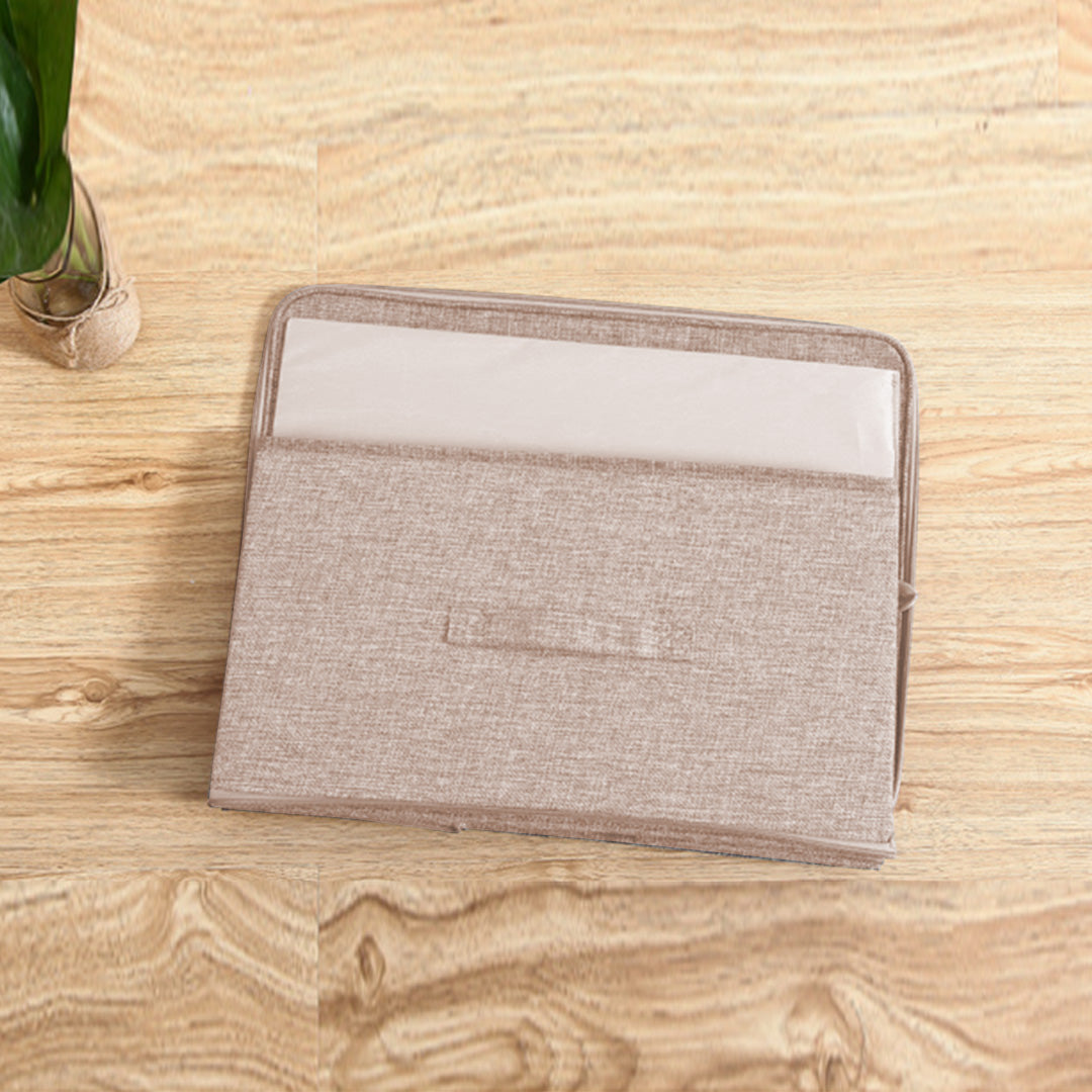 2X Beige Small Portable Double Zipper Storage Box Moisture Proof Clothes Basket Foldable Home Organiser