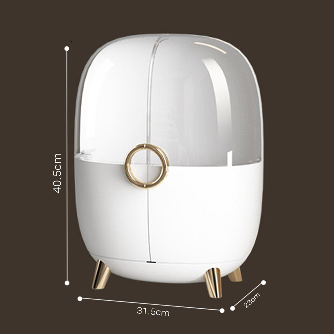 2X White Transparent Countertop Makeup Organiser Cosmetic Storage Waterproof Dustproof Bathroom Skincare Holder with Lid