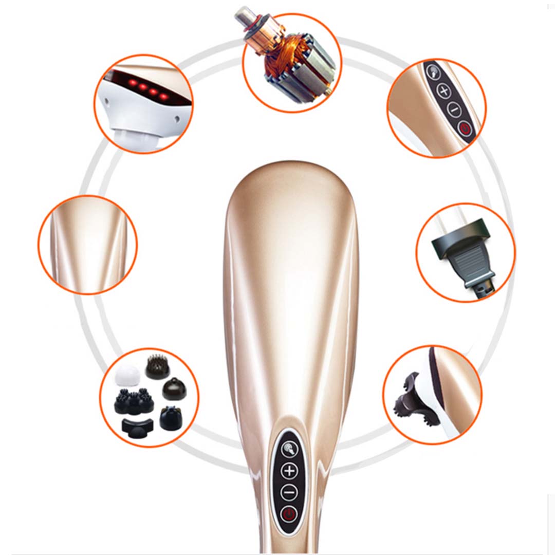 Soga 2 X 6 Heads Portable Handheld Massager Soothing Stimulate Blood Flow Shoulder Gold