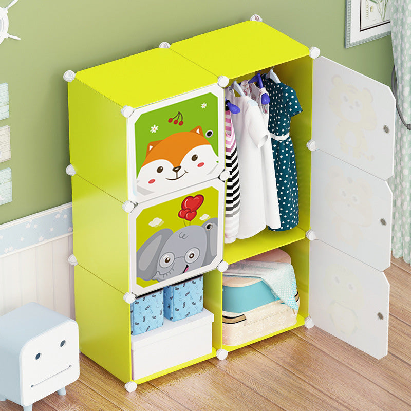 6 Cubes Animal Design Portable Wardrobe Divide-Grid Modular Storage Organiser Foldable Closet