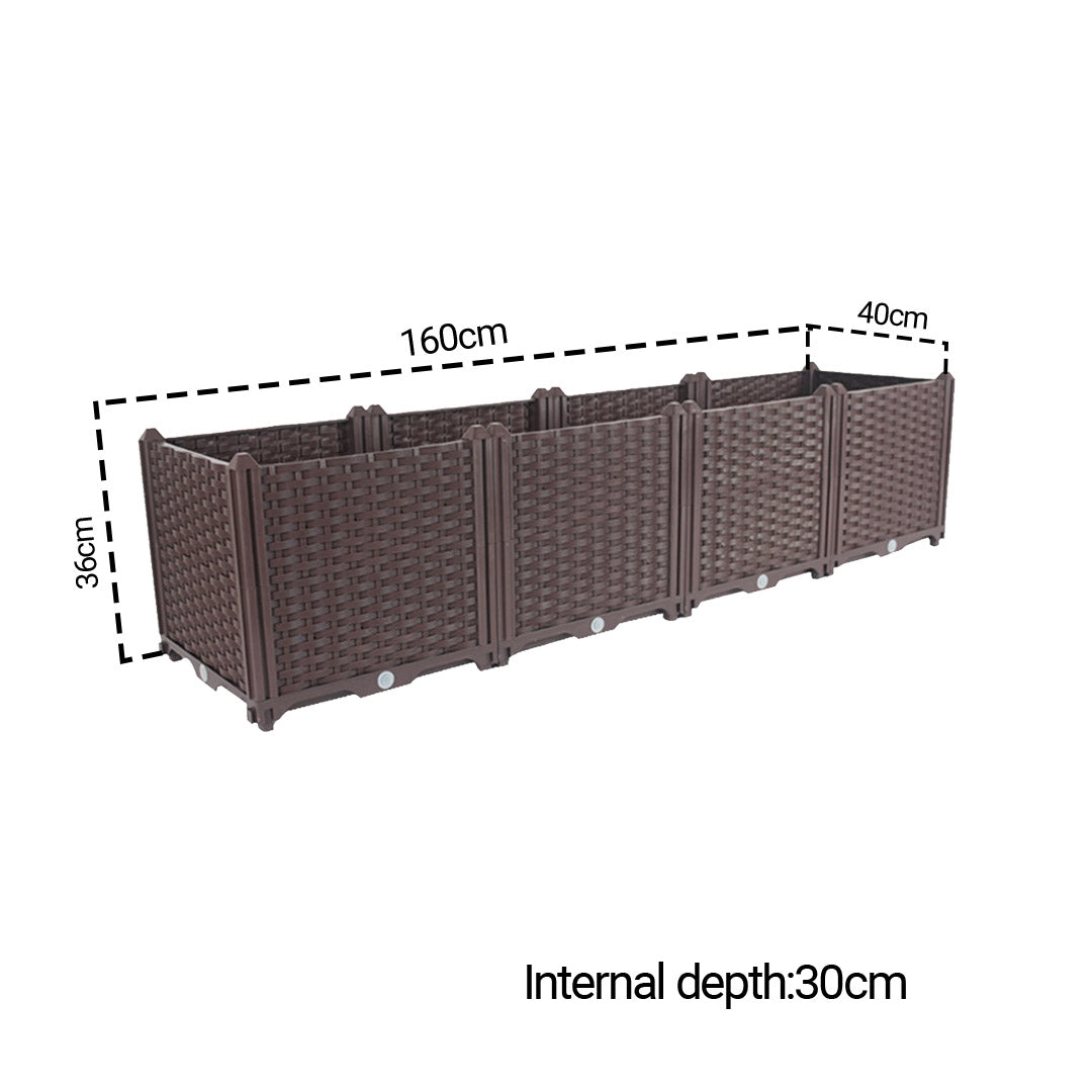 Soga 2 X 160cm Raised Planter Box Vegetable Herb Flower Outdoor Plastic Plants Garden Bed Deepen