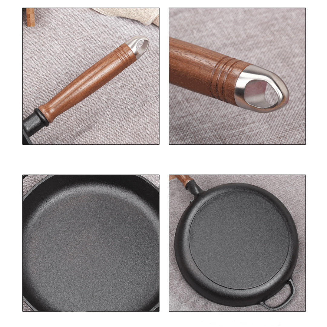 Soga 2 X 29cm Round Cast Iron Frying Pan Skillet Steak Sizzle Platter With Helper Handle