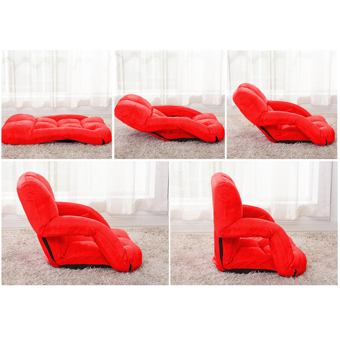 Soga 4 X Foldable Lounge Cushion Adjustable Floor Lazy Recliner Chair With Armrest Red