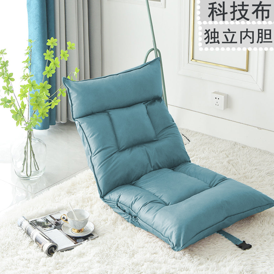 Blue Lounge Recliner Lazy Sofa Bed Tatami Cushion Collapsible Backrest Seat Home Office Decor
