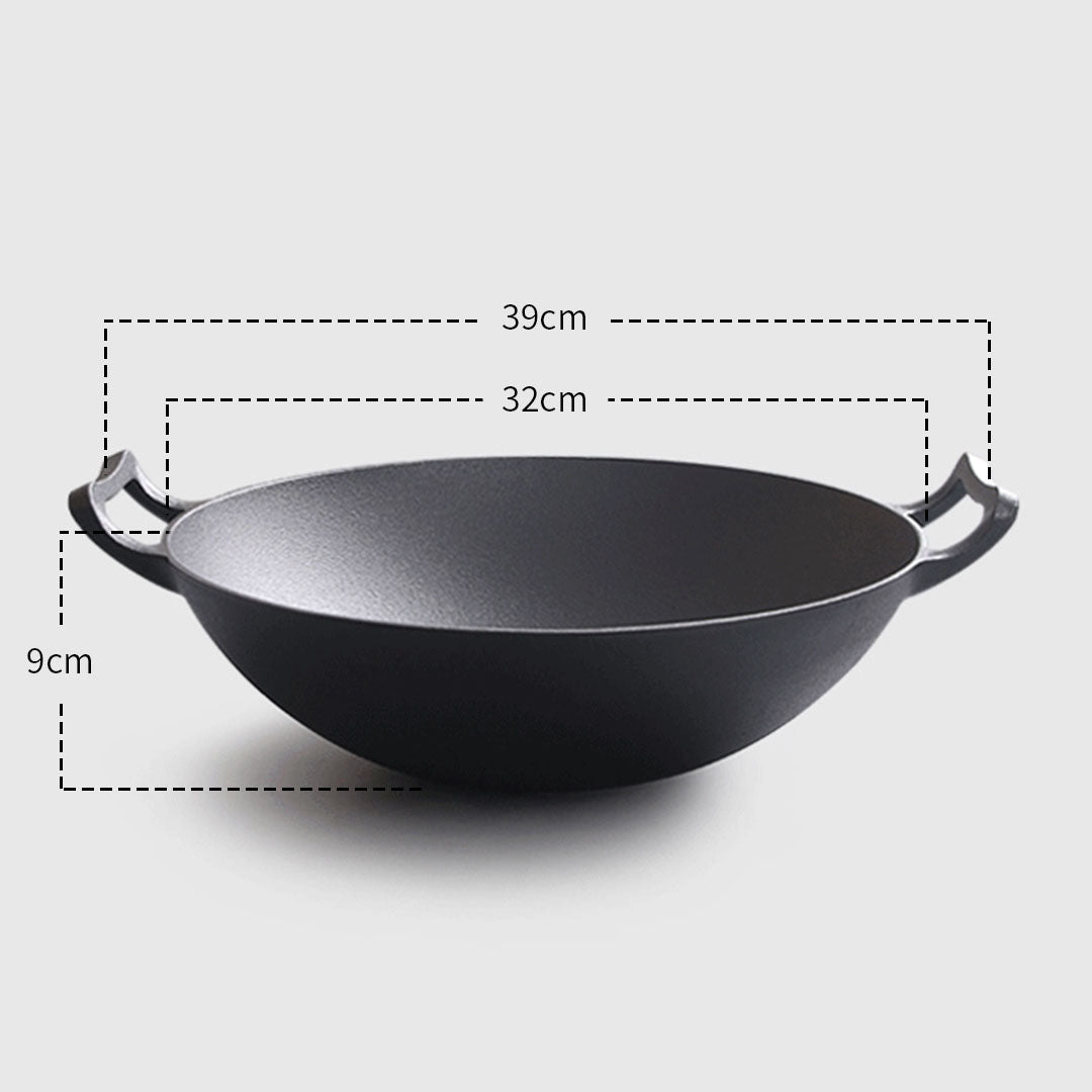 Soga 32cm Commercial Cast Iron Wok Fry Pan Fry Pan With Double Handle