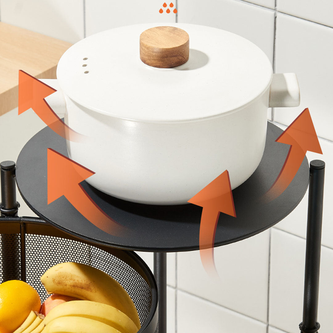 Soga 2 Tier Steel Round Rotating Kitchen Cart Multi Functional Shelves Portable Storage Organizer With Wheels