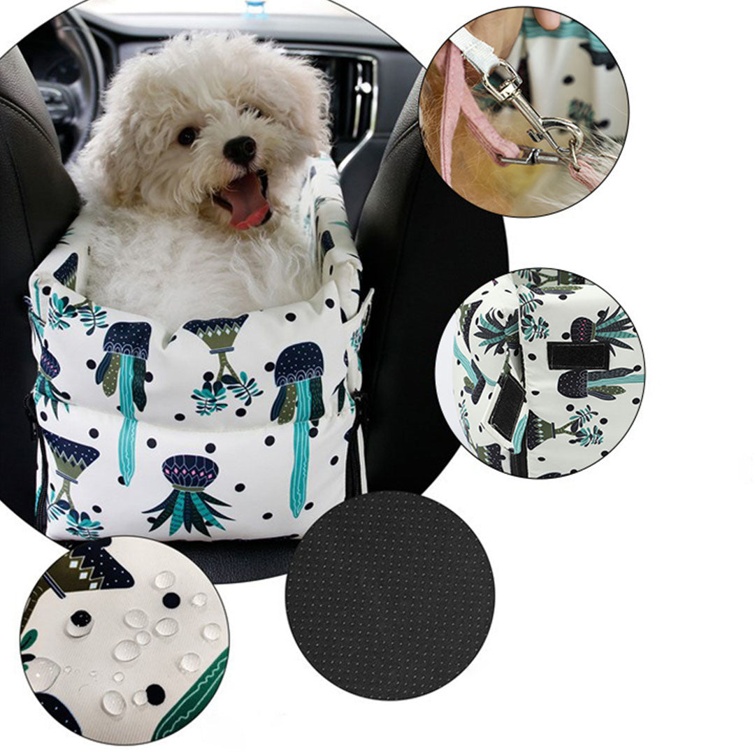 Soga Car Central Control Nest Pet Safety Travel Bed Dog Kennel Portable Washable Pet Bag White