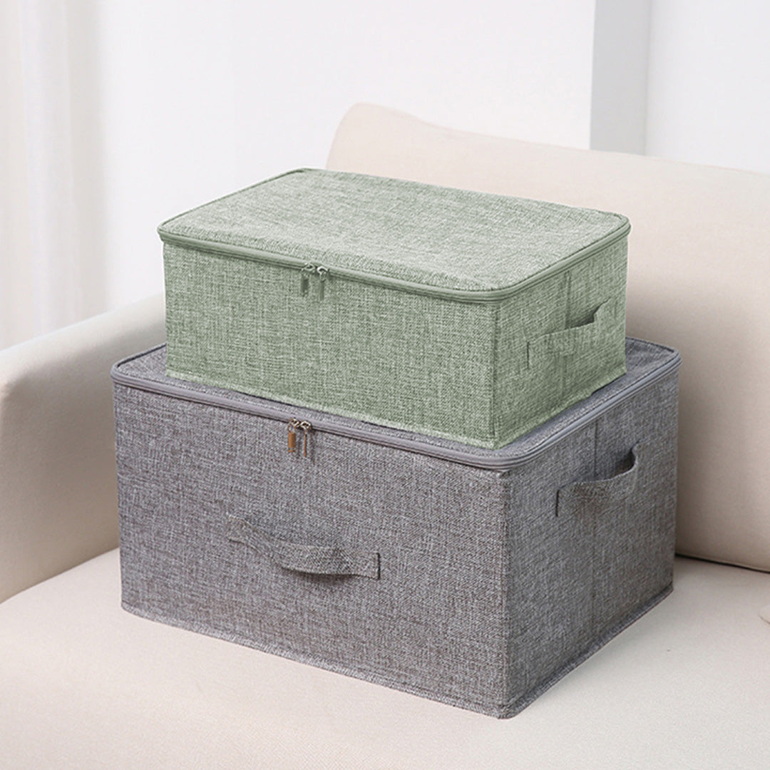 Green Small Portable Double Zipper Storage Box Moisture Proof Clothes Basket Foldable Home Organiser