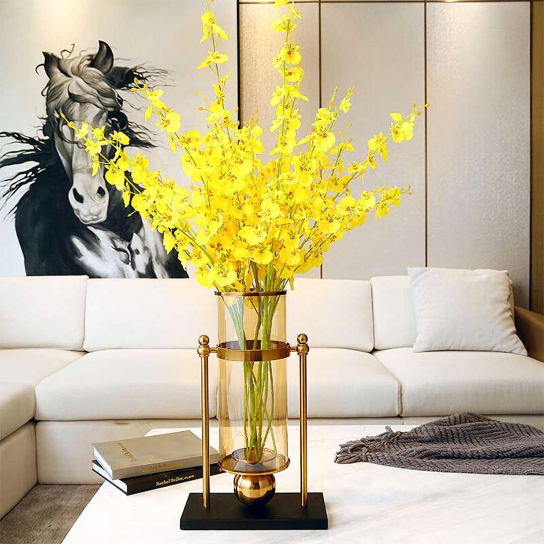 Soga 34cm Modern Transparent Glass Flower Vase With Candle