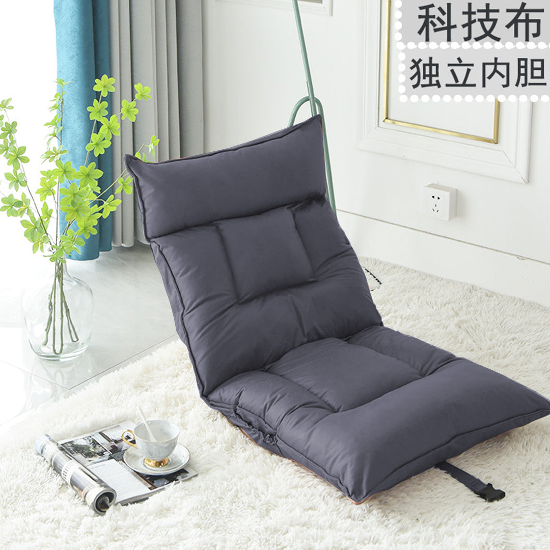 2X Grey Lounge Recliner Lazy Sofa Bed Tatami Cushion Collapsible Backrest Seat Home Office Decor