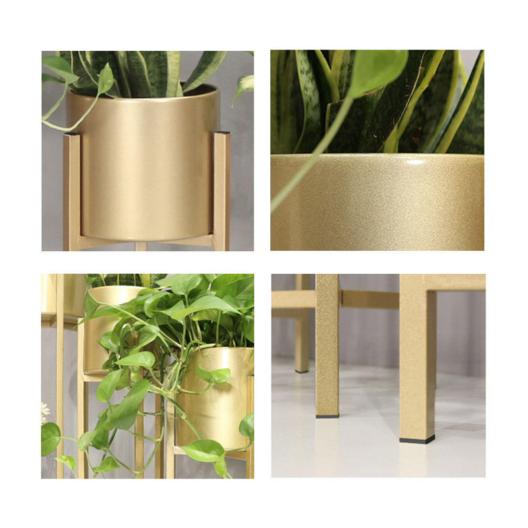 Soga 30 Cm Gold Metal Plant Stand With Flower Pot Holder Corner Shelving Rack Indoor Display