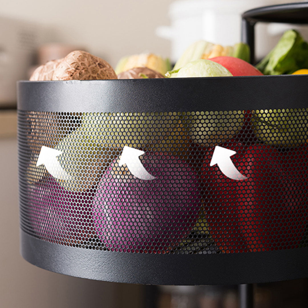 Soga 2 X 2 Tier Steel Round Rotating Kitchen Cart Multi Functional Shelves Portable Storage Organizer With Wheels