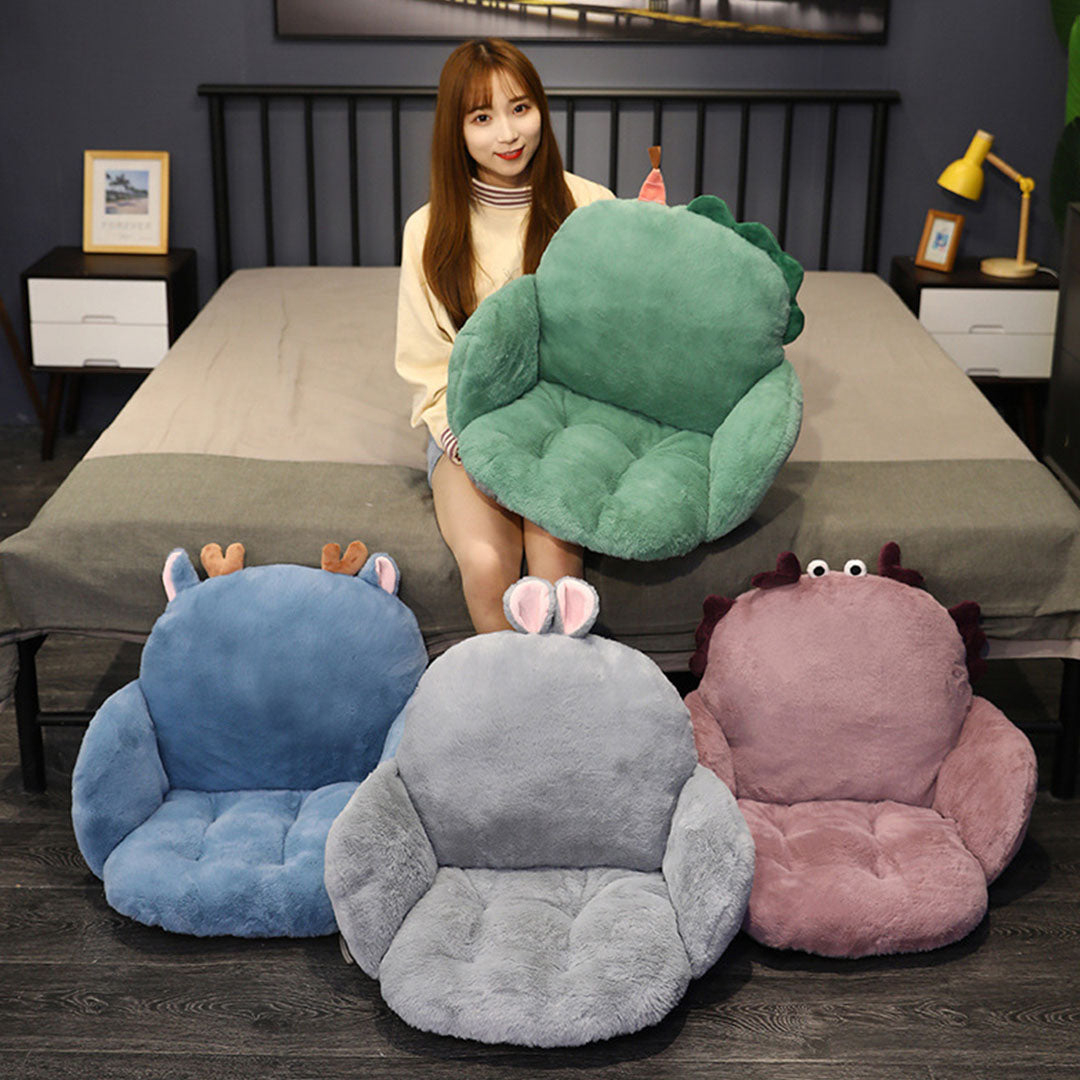 2X Gray Bunny Shape Cushion Soft Leaning Bedside Pad Sedentary Plushie Pillow Home Decor
