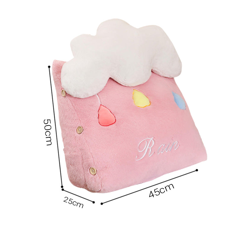 Pink Cute Rain Cloud Cushion Soft Leaning Lumbar Wedge Pillow Bedside Plush Home Decor