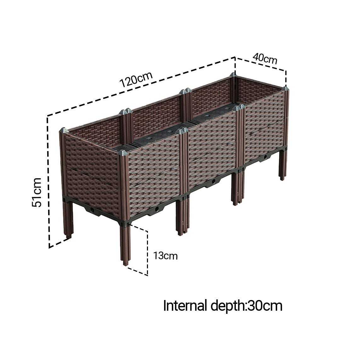 Soga 2 X 120cm Raised Planter Box Vegetable Herb Flower Outdoor Plastic Plants Garden Bed With Legs Deepen