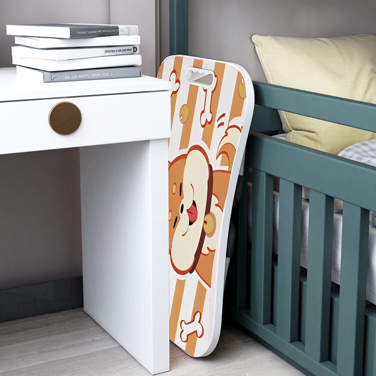 2X Cute Dog Design Portable Bed Table Adjustable Foldable Bed Sofa Study Table Laptop Mini Desk with Drawer and Cup Slot Home Decor