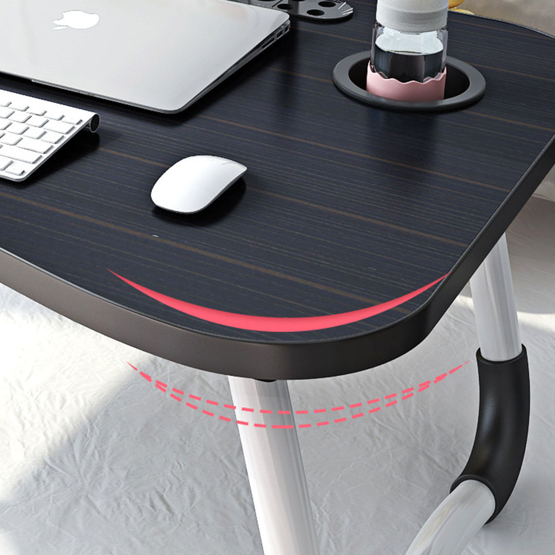 2X Black Portable Bed Table Adjustable Foldable Bed Sofa Study Table Laptop Mini Desk with Notebook Stand Cup Slot Home Decor