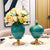 Soga 2 X 38cm Ceramic Oval Flower Vase With Gold Metal Base Dark Blue