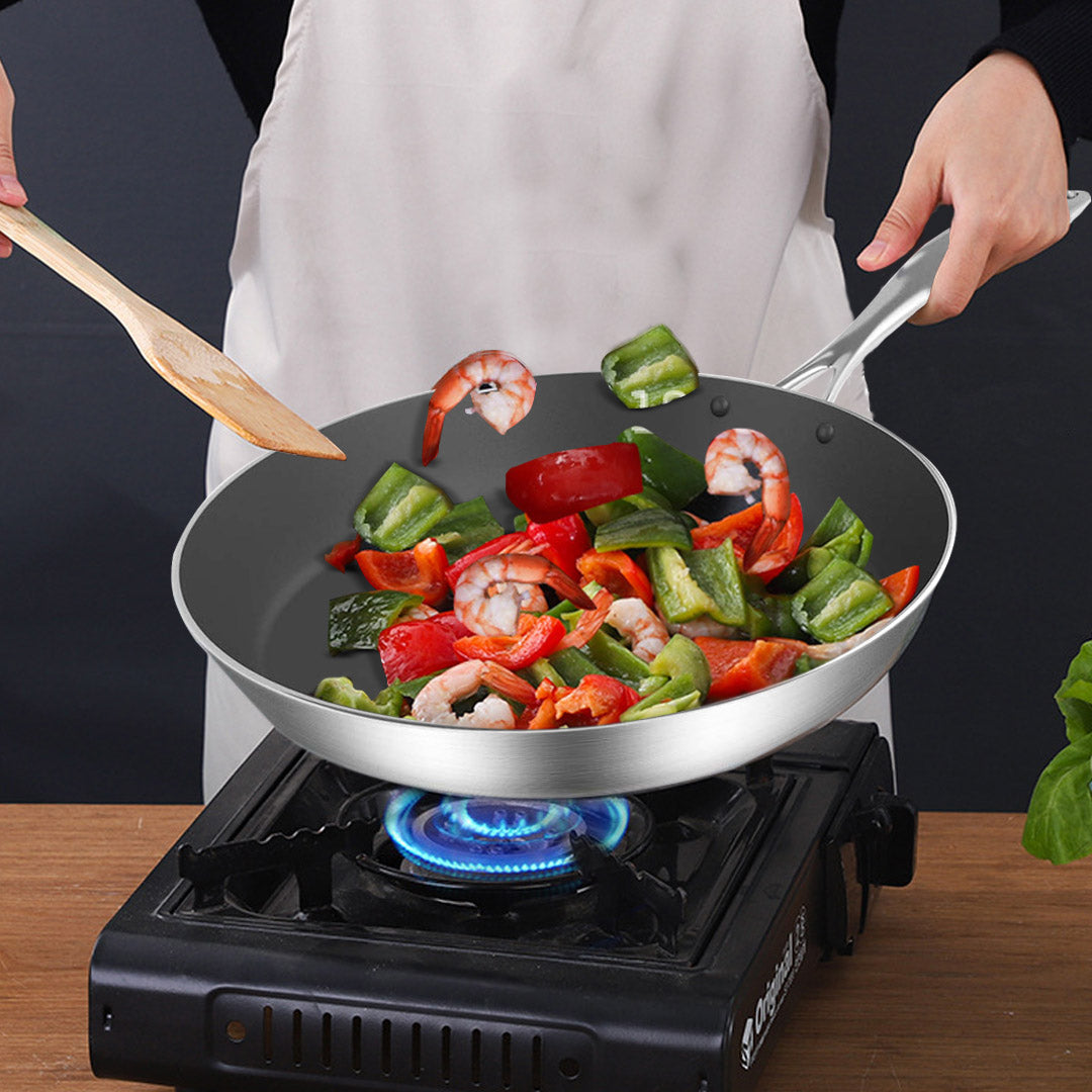 Soga Stainless Steel Fry Pan 32cm Frying Pan Induction Fry Pan Non Stick Interior