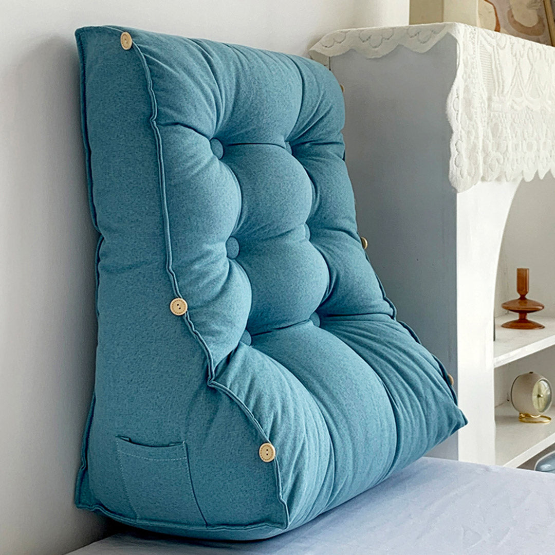 Soga 45cm Blue Triangular Wedge Lumbar Pillow Headboard Backrest Sofa Bed Cushion Home Decor