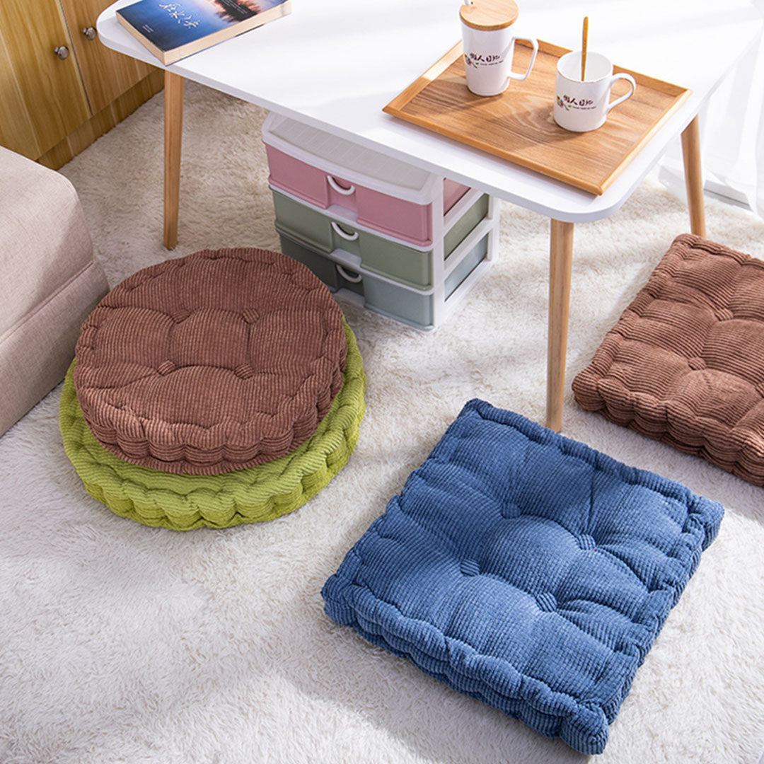 Blue Square Cushion Soft Leaning Plush Backrest Throw Seat Pillow Home Office Decor