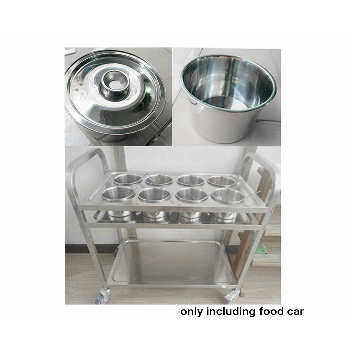 Soga 2 Tier Stainless Steel 8 Compartment Kitchen Seasoning Car Service Trolley Condiment Holder Cart Spice Bowl
