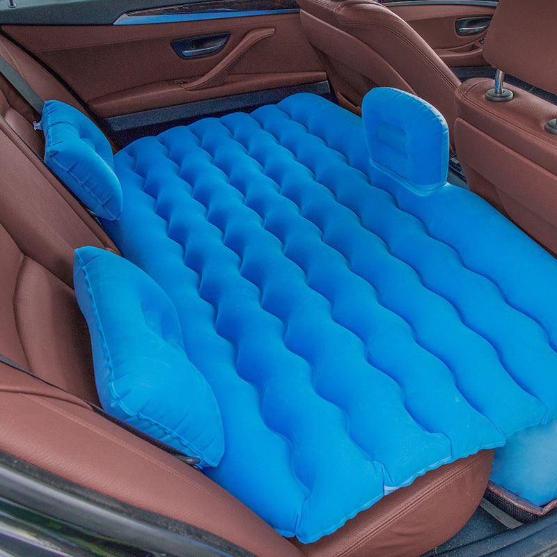 2X Blue Ripple Inflatable Car Mattress Portable Camping Air Bed Travel Sleeping Kit Essentials