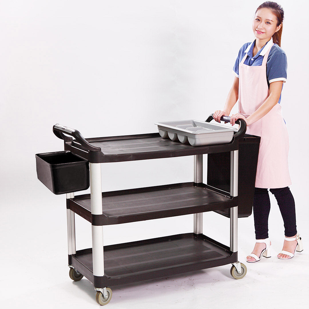 Soga 2 X 3 Tier 83x43x95cm Food Trolley Food Waste Cart W/ 2 Bins Storage Kitchen Small