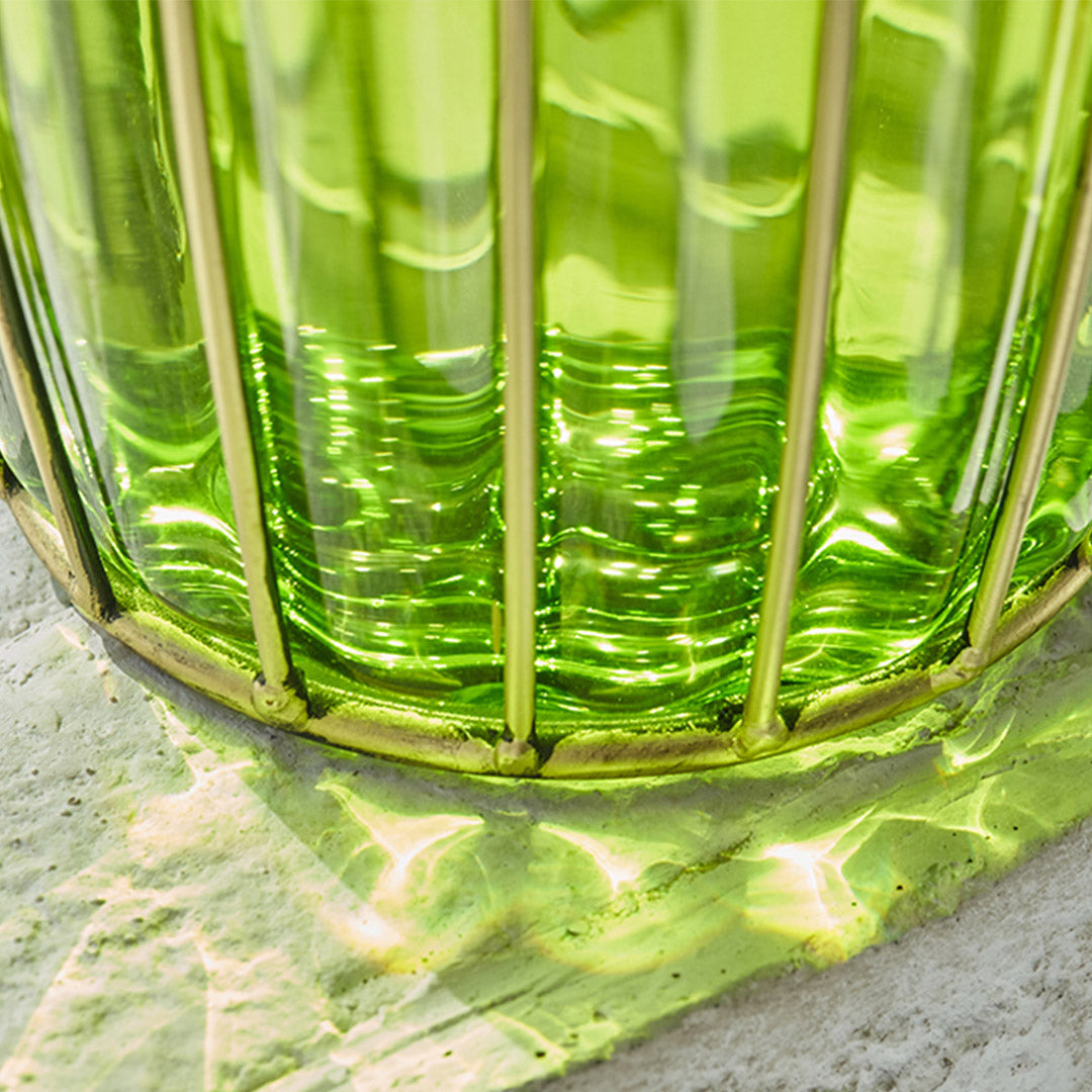 Soga Green Glass Flower Vase With 8 Bunch 5 Heads Artificial Fake Silk Rose Home Decor Set