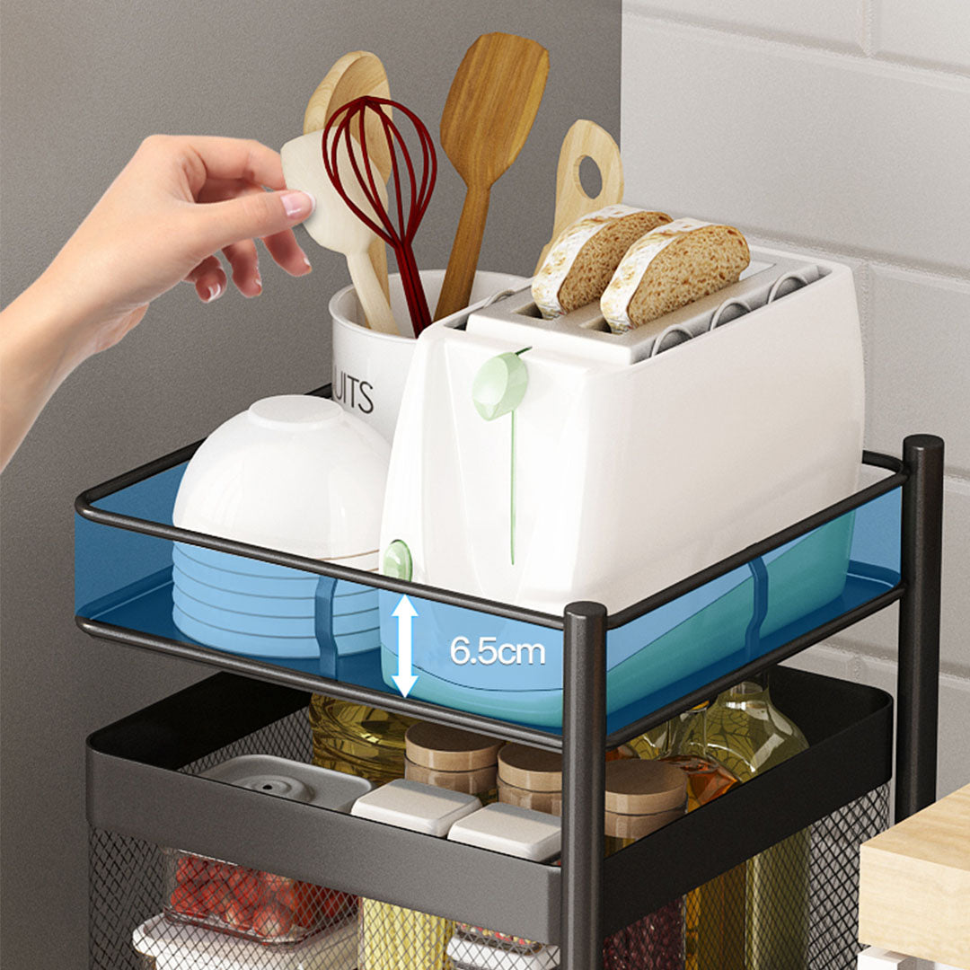 Soga 5 Tier Steel Square Rotating Kitchen Cart Multi Functional Shelves Portable Storage Organizer With Wheels