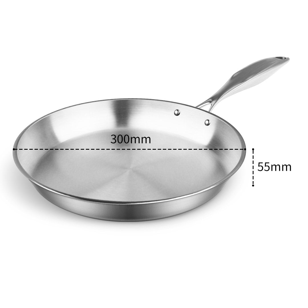 Soga Stainless Steel Fry Pan 30cm Frying Pan Top Grade Induction Cooking Fry Pan