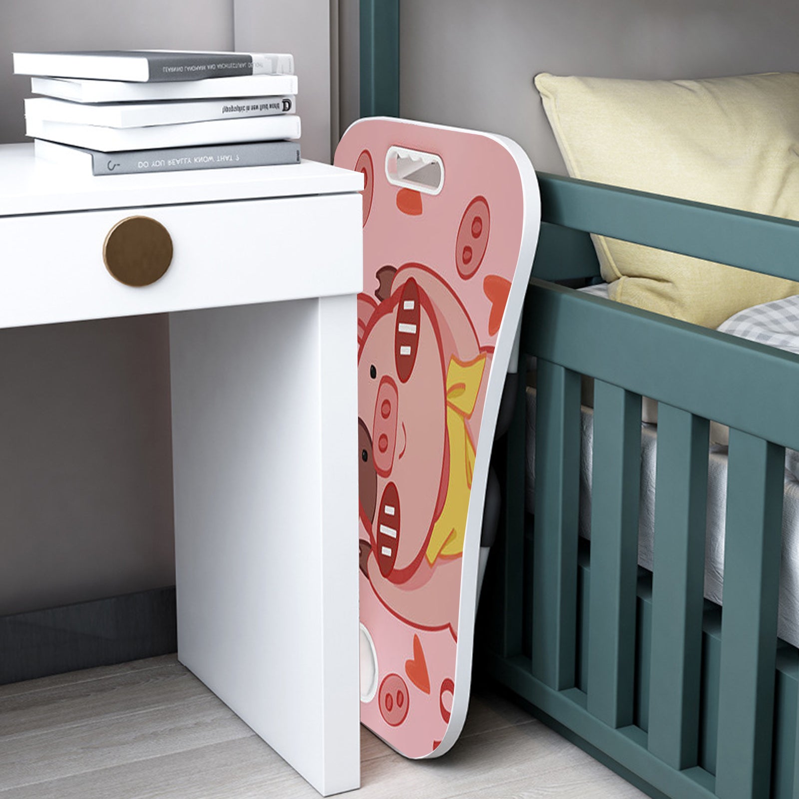 2X Cute Pig Design Portable Bed Table Adjustable Foldable Bed Sofa Study Table Laptop Mini Desk with Drawer and Cup Slot Home Decor