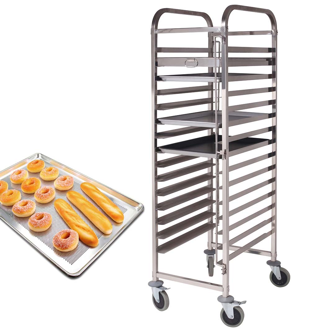 Soga 2 X Gastronorm Trolley 16 Tier Stainless Steel Cake Bakery Trolley Suits 60*40cm Tray