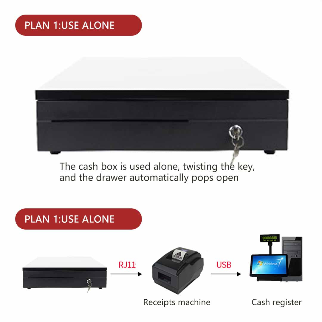Soga Black Heavy Duty Cash Drawer Manual 4 Bills 8 Coins Cheque Slot Tray Pos 350