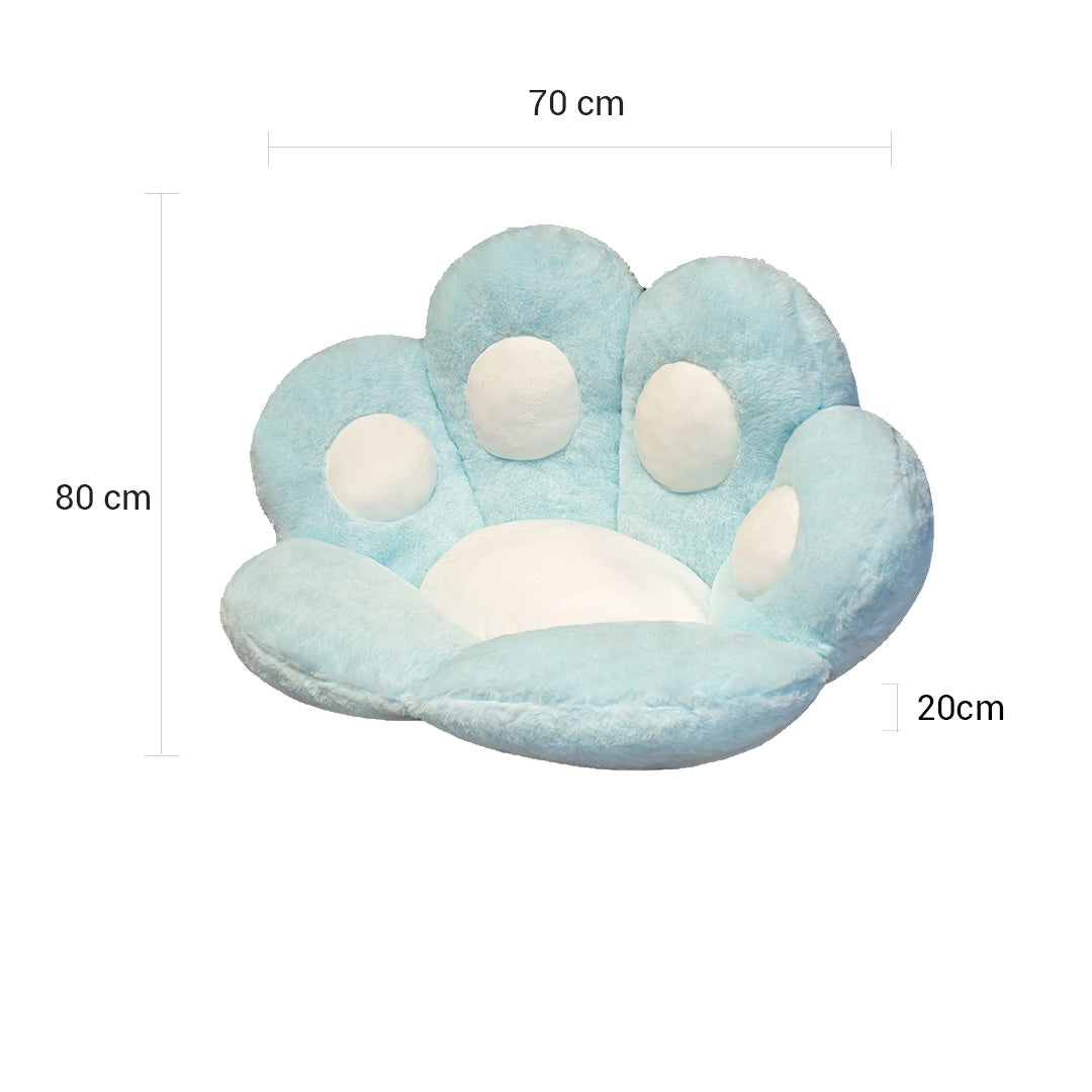 2X Blue Paw Shape Cushion Warm Lazy Sofa Decorative Pillow Backseat Plush Mat Home Decor