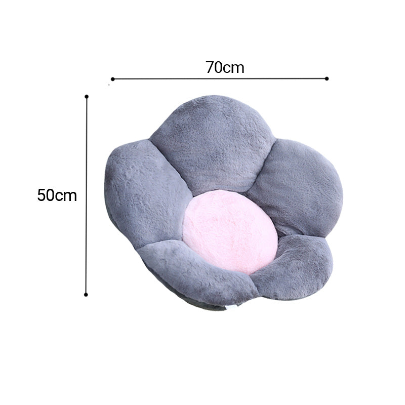 2X Dark Gray Whimsical Big Flower Shape Cushion Soft Leaning Bedside Pad Floor Plush Pillow Home Decor