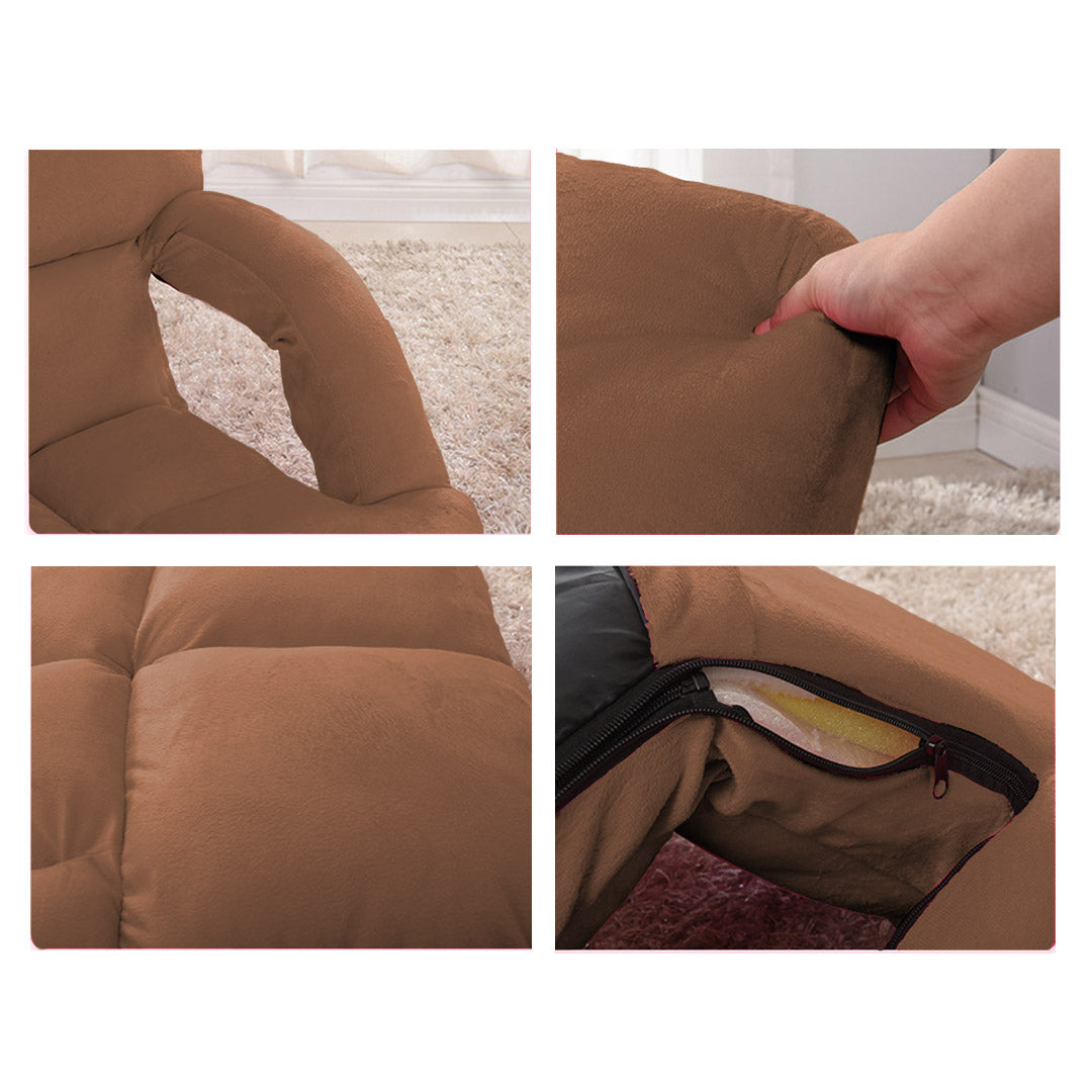 Soga 4 X Foldable Lounge Cushion Adjustable Floor Lazy Recliner Chair With Armrest Coffee