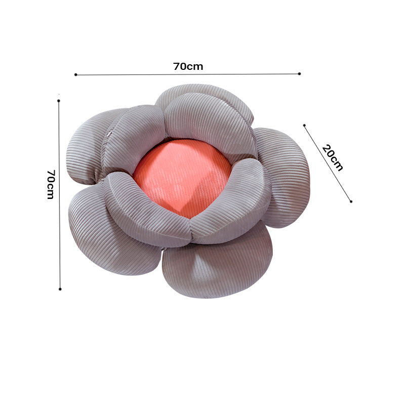 2X Grey Double Flower Shape Cushion Soft Bedside Floor Plush Pillow Home Decor