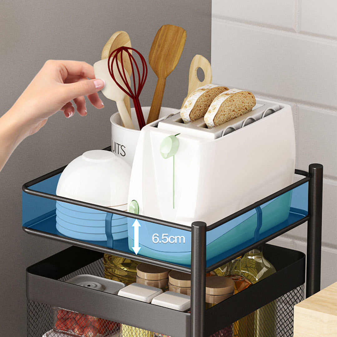 Soga 2 X 2 Tier Steel Square Rotating Kitchen Cart Multi Functional Shelves Portable Storage Organizer With Wheels