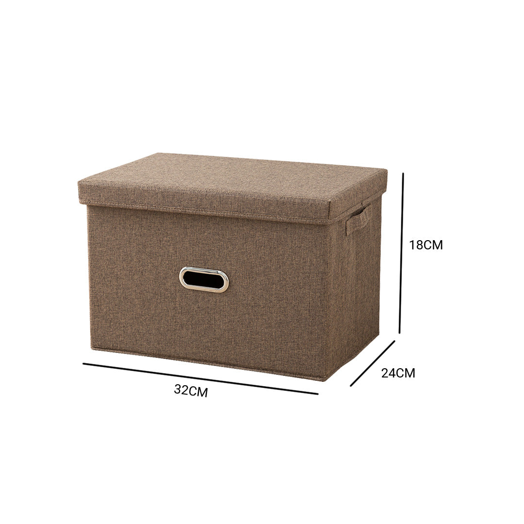 2X Coffee Small Foldable Canvas Storage Box Cube Clothes Basket Organiser Home Decorative Box