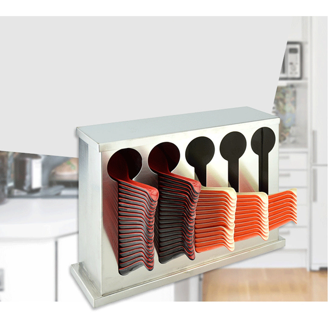 Soga Stainless Steel Buffet Restaurant Spoon Utensil Holder Storage Rack 5 Holes