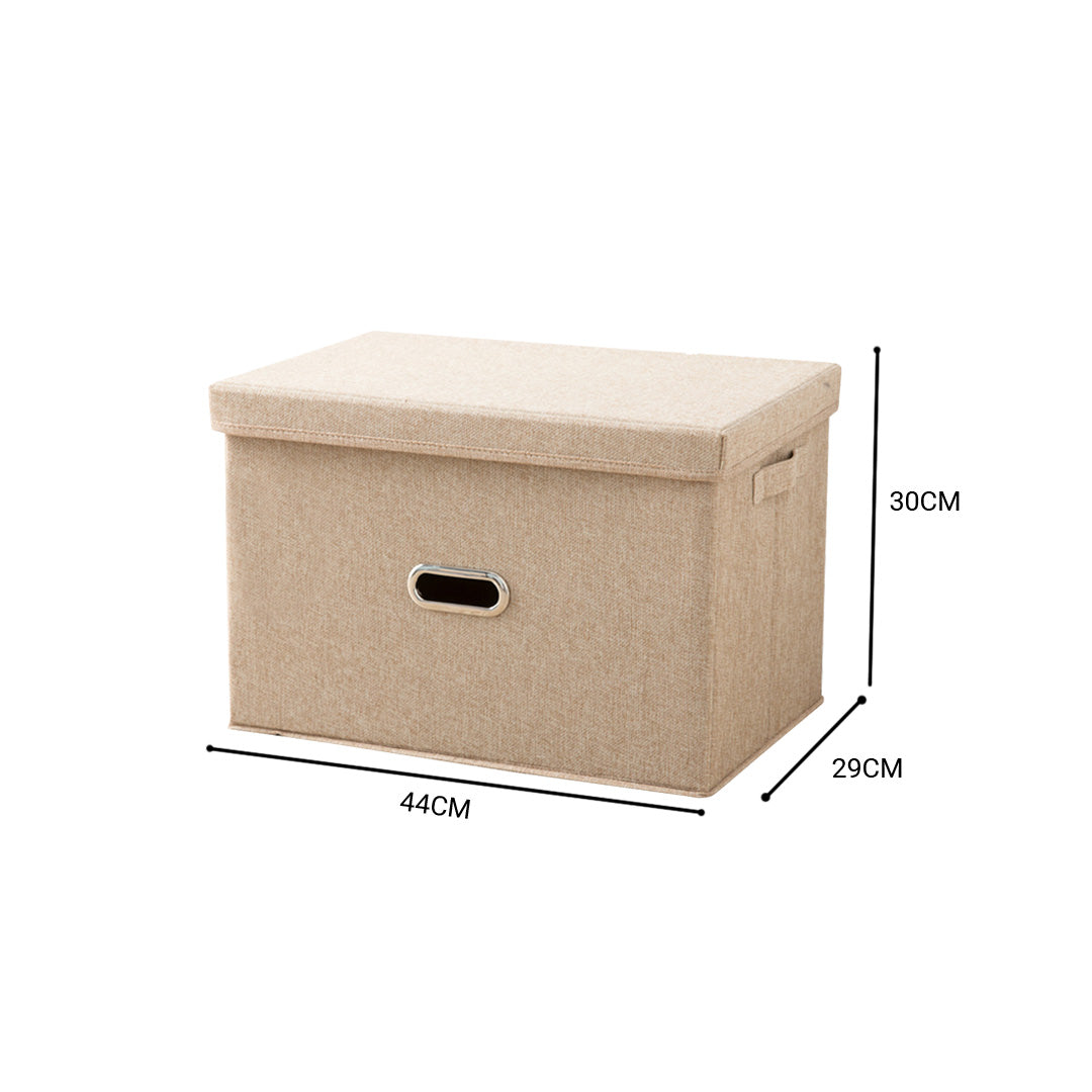 2X Beige Large Foldable Canvas Storage Box Cube Clothes Basket Organiser Home Decorative Box