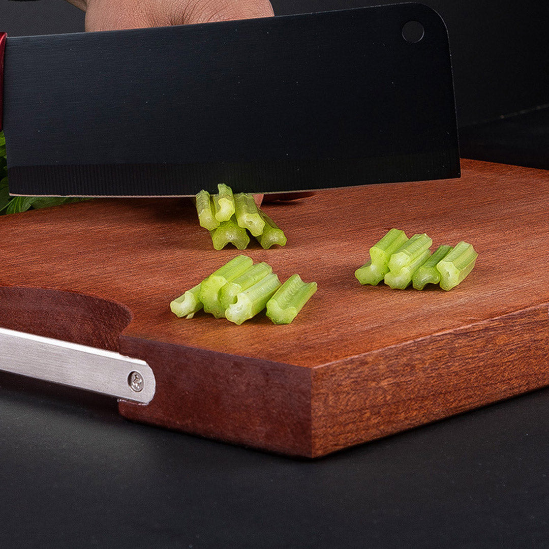 Soga 48cm Rectangular Wooden Ebony Butcher Block Non Slip Chopping Food Serving Tray Charcuterie Board