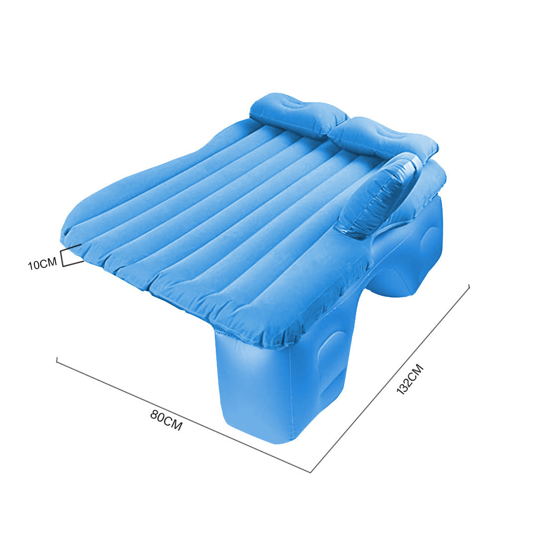 2X Blue Stripe Inflatable Car Mattress Portable Camping Rest Air Bed Travel Compact Sleeping Kit Essentials