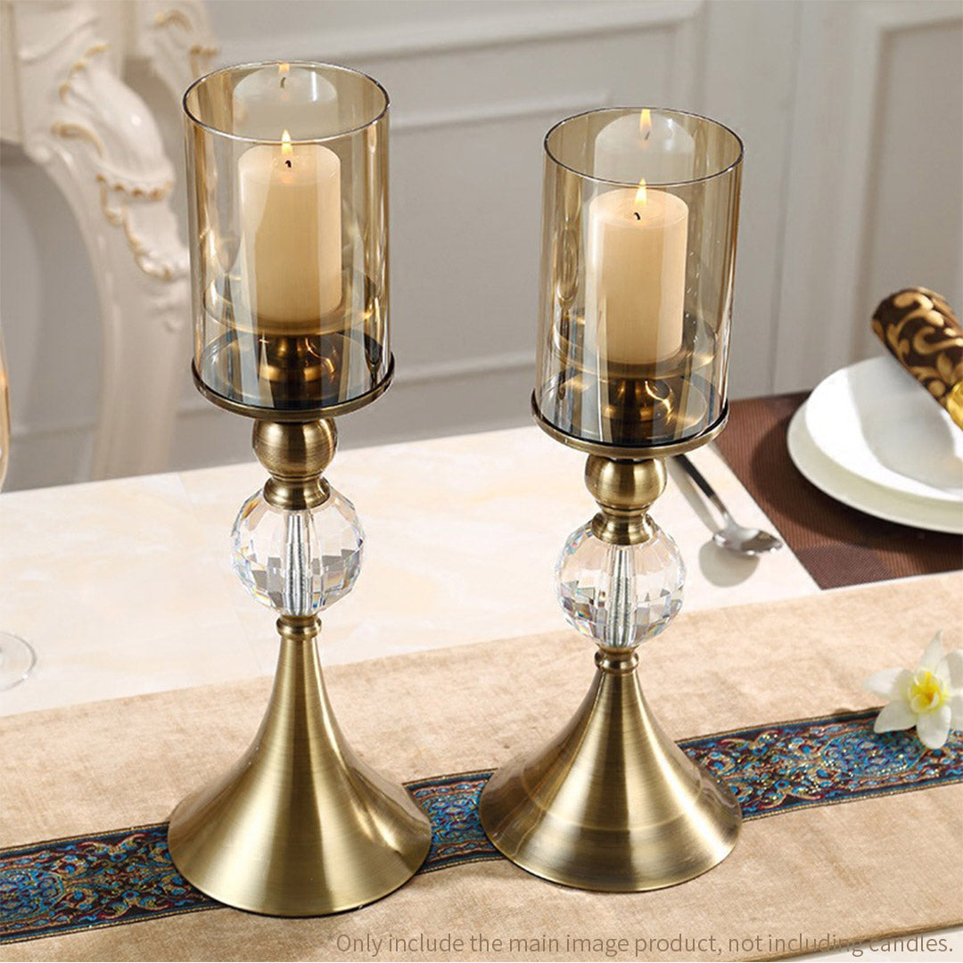 Soga 43cm 38cm Glass Candle Holder Candle Stand Glass/Metal