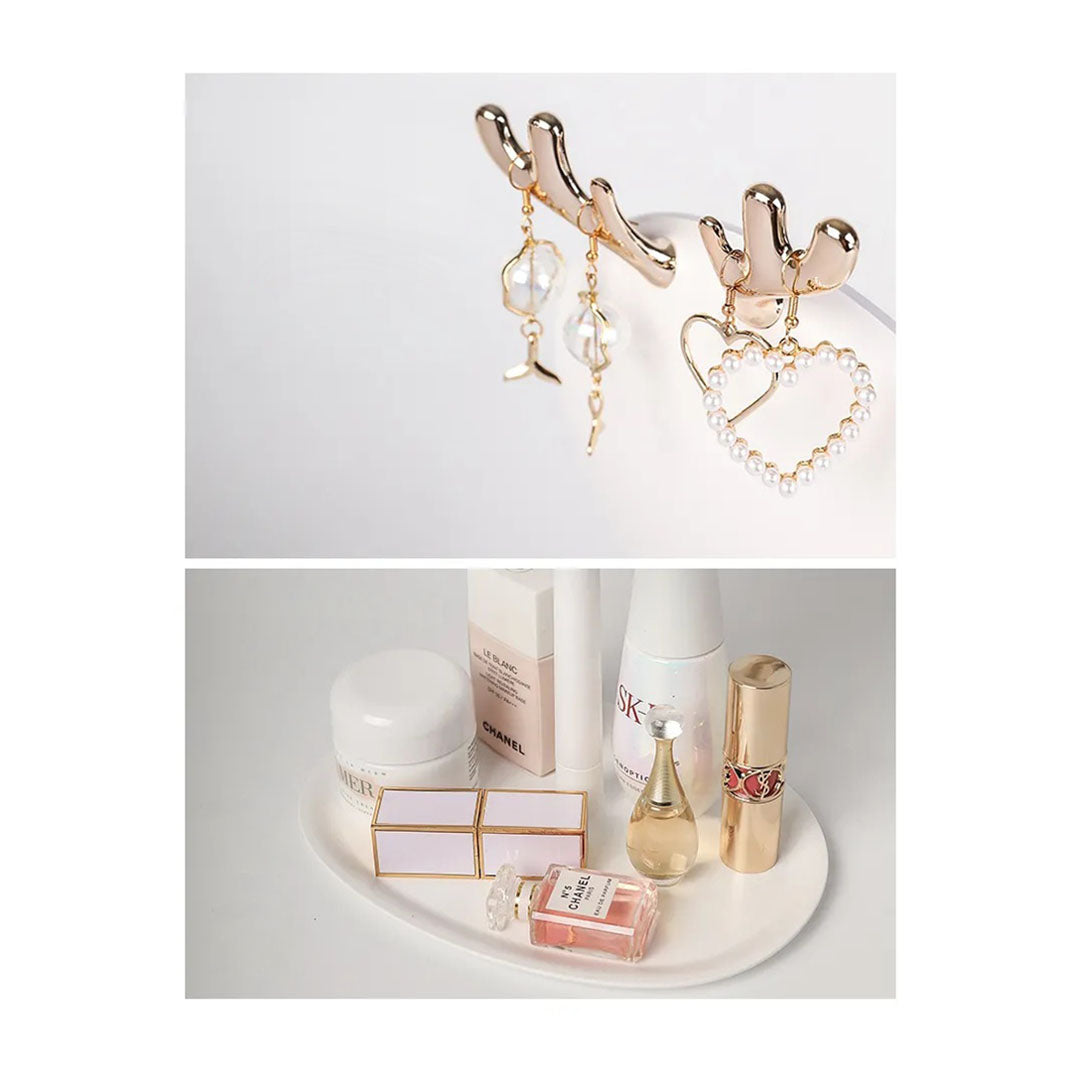 2X White Antler LED Light Makeup Mirror Tabletop Vanity Home Decor