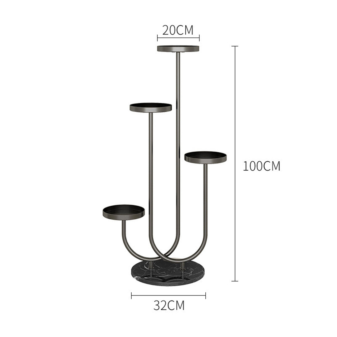 Soga 2 X U Shaped Plant Stand Round Flower Pot Tray Living Room Balcony Display Black Metal Decorative Shelf