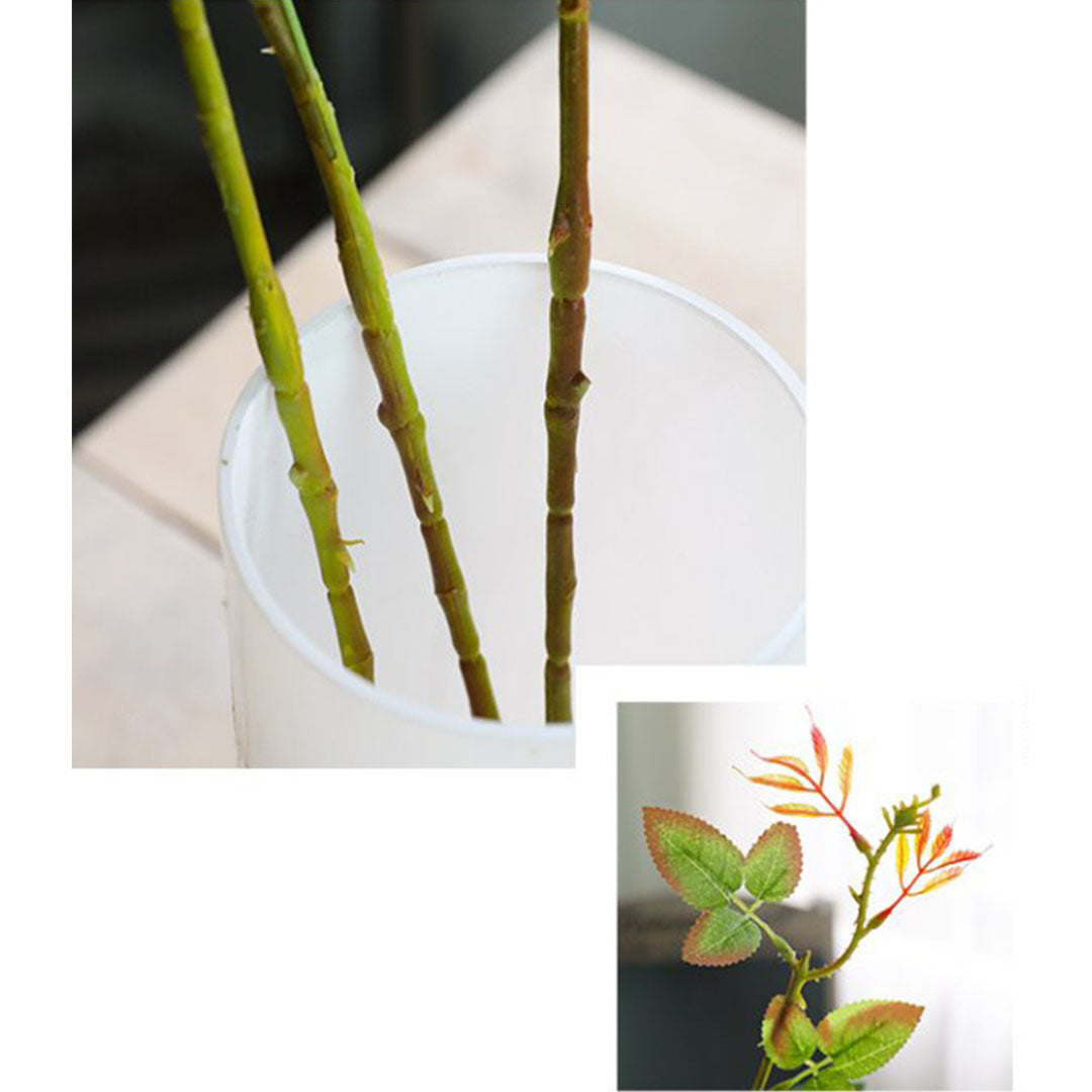 Soga 12pcs Artificial Silk Flower Fake Rose Bouquet Table Decor Dark Pink