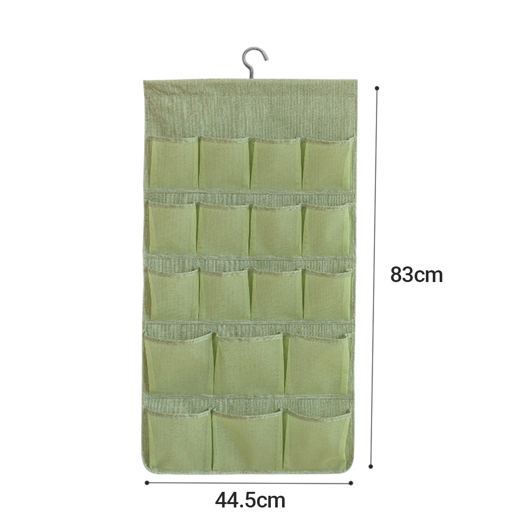 2X Green Double Sided Hanging Storage Bag Underwear Bra Socks Mesh Pocket Hanger Home Organiser